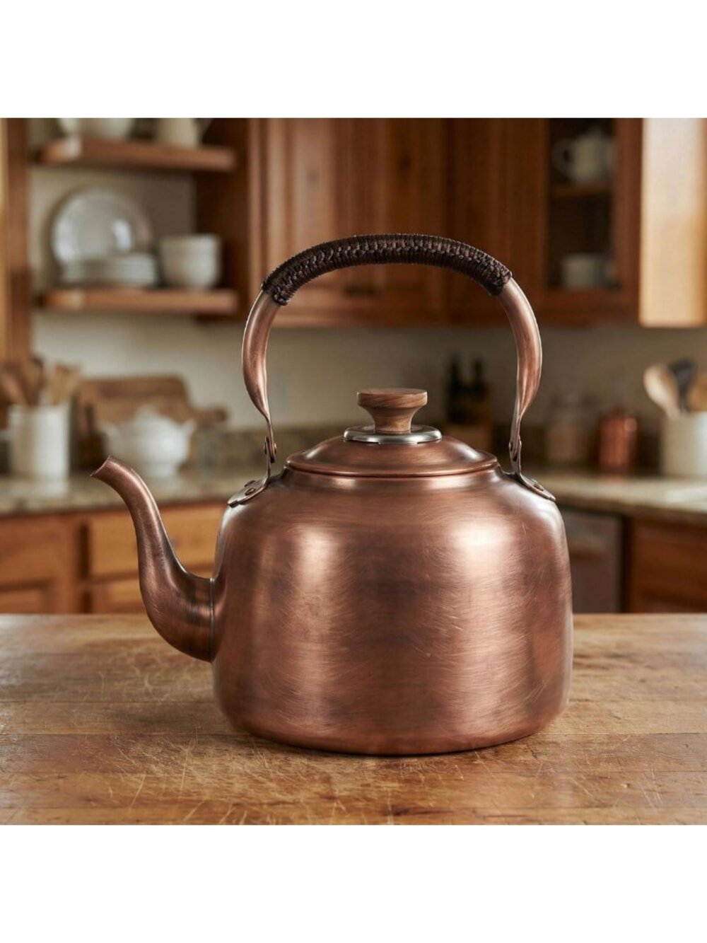Whistling Copper Tea Kettle 3.2QT Stovetop Teapot for Home Kitchen Use
